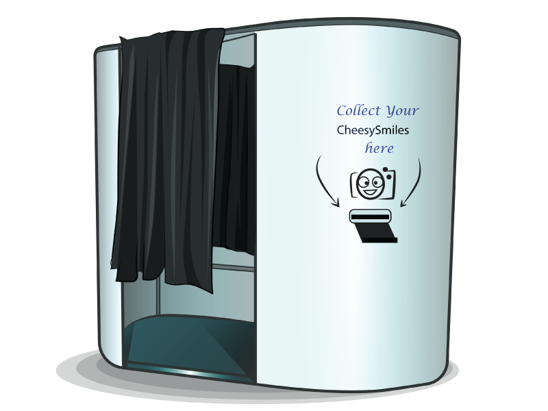Oval photo booth with an enclosed curtain